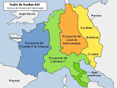 Carte de l'Europe découpée en plusieurs zones.