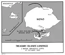 Carte des débarquements alliés sur Mono et Stirling (en)