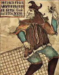 Loki tel que représenté dans le manuscrit MS NKS 1867 4° du XVIIIe siècle.
