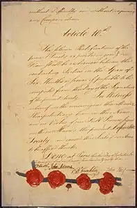 Dernière page du traité de Paris de 1783, signé au no&nbsp;56.
