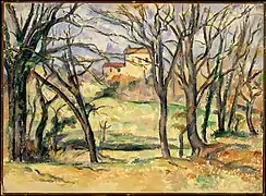 Arbres et maisons à proximité du Jas de Bouffan, Metropolitan Museum of Art de New York.
