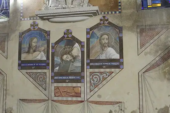 Trois des stations du chemin de croix de l'église Saint-Firmin réalisées par Duilio Donzelli.