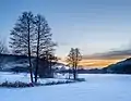 Crépuscule près de Truppach (Wiesent) (de) en suisse franconienne. Février 2019.