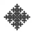 Turmite bicolore à trois états produisant un motif fractale en forme de flocon de neige.