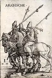 XVIe siècle, lanciers arabes, par Daniel Hopfer.