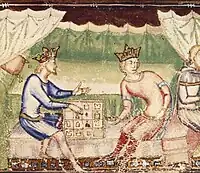 Roman du Roy Meliadus de Leonnoys. Deux rois jouent aux échecs, vers 1352