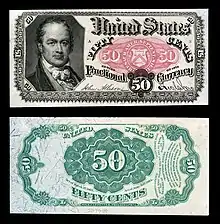 Avers et revers d'un timbre-monnaie de 50 cents.