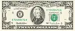 Avers d'un billet de 20 dollars américains