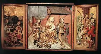 Triptyque en bois du XVe siècle.