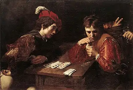 Valentin de Boulogne, Le Tricheur, vers 1615-1618, 94,5 × 137 cm, Dresde, Gemäldegalerie Alte Meister