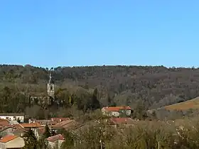 Vallée de la Creuë dans les côtes de Meuse avec l'église dominant le village de Creuë.