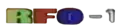 Variante du logo de RFO 1 utilisée entre 1990 et 1994 (en lettres blanches pour le logo incrusté).