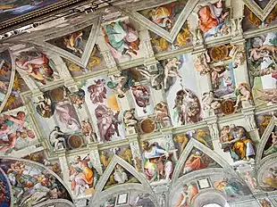 La voûte de la Chapelle Sixtine par Michel-Ange, (XVIe siècle).
