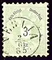 3 kr oblitéré en 1885 à Veglia (Krk, Croatie)