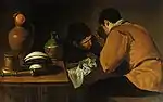 Velasquez: Deux hommes assis à une table