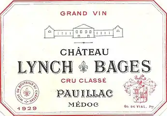 Château Lynch-Bages (AOC pauillac, 5e cru classé) : le château est stylisé.