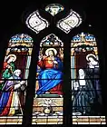 Vitrail du Sacré-Cœur dans l’église de Pluguffan (1892), avec Victoire de Saint-Luc.