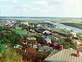 Vladimir : quartier de la gare et rivière Kliazma en 1911, par Sergueï Prokoudine-Gorski.