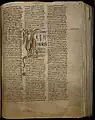 Folio 64 recto: image montrant saint Michel terrassant le dragon