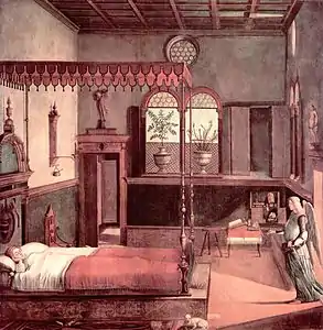 Le songe de sainte Ursule, entre 1495-1500, 274&nbsp;×&nbsp;267&nbsp;cm, huile sur toile, Gallerie dell'Accademia de Venise.