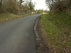 Les pavés restant à Mozac (chemin de la Font-Barras) de l'ancienne voie romaine entre Augustonemetum et Avaricum,,.