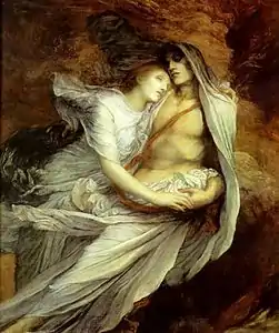 George Frederic Watts, Paolo et Francesca, huile sur toile, 152 × 130 cm, 1872 - 1875, Watts Gallery, Compton.