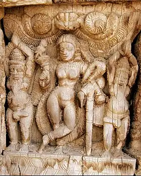 Vishnou sous la forme de Mohini (bois gravé indien, date inconnue)