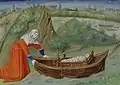Yokébed se sépare de Moïse, miniature peinte par le Maître de Jouvenel pour le Mare historiarum de Jouvenel des Ursins (XVe&nbsp;siècle). Conservé à la BNF.
