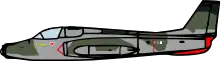 Schéma d'un avion d'attaque portant un camouflage vert et gris sans cocarde.
