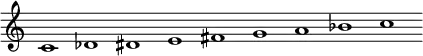 \new Staff = "haut" \with {\remove "Time_signature_engraver"}{
\cadenzaOn
\relative c' {c1 des dis e fis g a bes c}
}