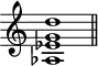 \header {
tagline = ##f
}
\score {
\new Staff \with {
\remove "Time_signature_engraver"
}
\relative c'' {
\key c \major
\time 9/1
\tempo 1 = 60
\autoBeamOff
\clef treble
\override Rest #'style = #'classical
<< aes,1 ees' g d' >>
\bar "||"
}
\layout {
\context {
\Score
\remove "Metronome_mark_engraver"
}
}
\midi {}
}