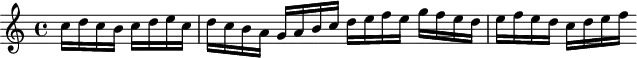 
\header {
  tagline = ##f
}

\score {
  \new Staff \with {

  }
<<
  \relative c'' {
    \key c \major
    \time 4/4
    \override TupletBracket #'bracket-visibility = ##f
    \set Staff.midiInstrument = #"violin"
    \tempo 4 = 118

     %%%%%%%%%%%%%%%%%%%%%%%%%% Moto perpetuo
     \partial 2 c16 d c b c d e c d c b a g a b c d e f e g f e d e f e d c d e f

  }
>>
  \layout {
     \context { \Score \remove "Metronome_mark_engraver" }
  }
  \midi {}
}
