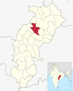 Localisation de District de Bilaspurबिलासपुर  जिला