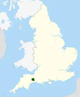 Carte de l'AONB recouvrant les Blackdown Hills.