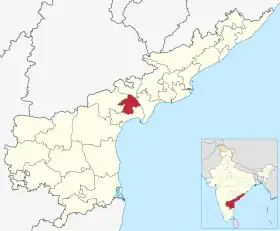 Localisation de District de Guntur గుంటూరు జిల్లా