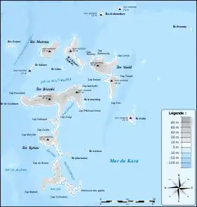 Les îles Kolomeïtsev, au nord des îles Vostotchnye.