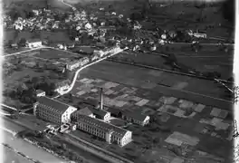 Photo aérienne prise à 100&nbsp;m par Walter Mittelholzer (1919).